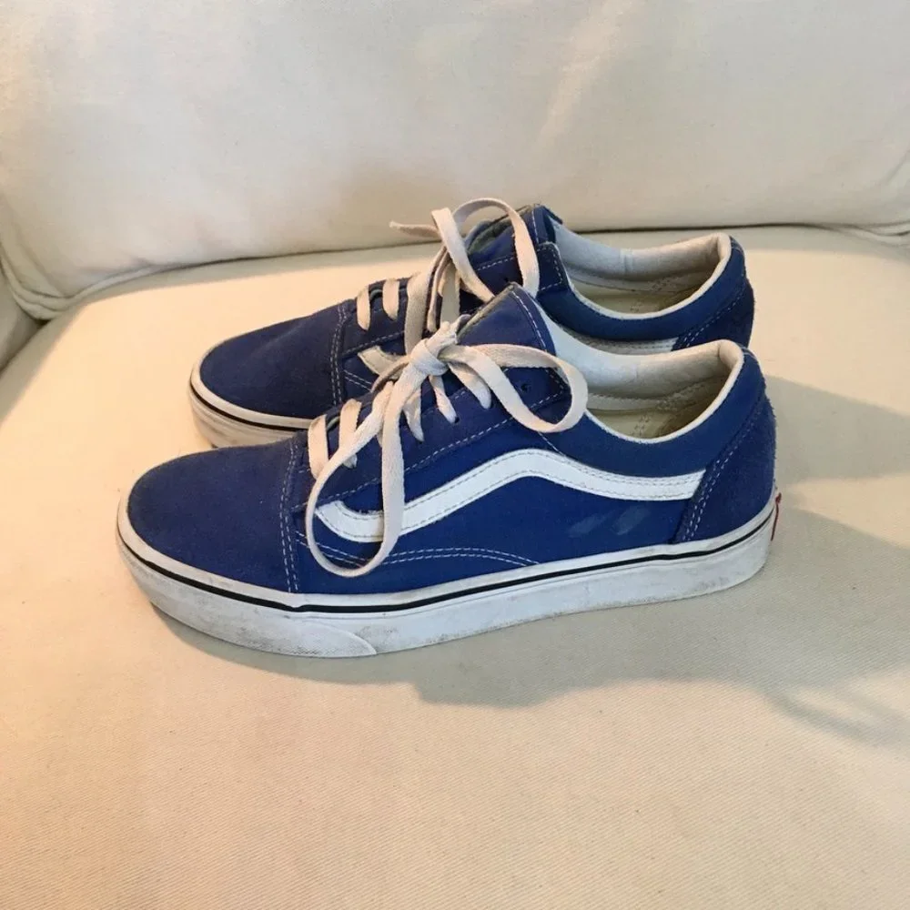 Unisex Vans Old Skool Blue/White Skate Shoes Women's 7.5- Men's 6 - Picture 1 of 7